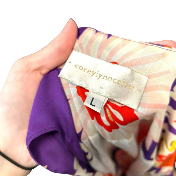 Anthropologie Corey Lynn Calter Dress Cowl Neck Floral Purple Red Size Large - Picture 6 of 6